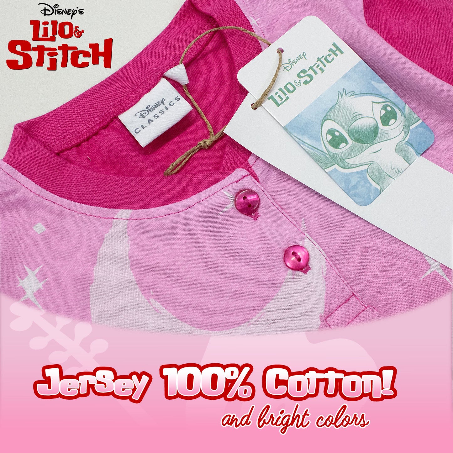 Pigiama per Bambina Disney Lilo e Stitch in Cotone Leggero a maniche lunghe 7074