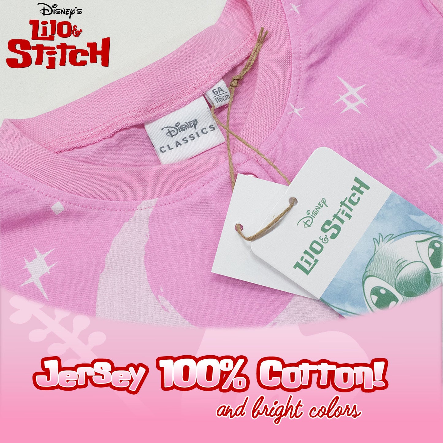 Pigiama per Bambina Disney Lilo e Stitch in Cotone Leggero a maniche lunghe 7074