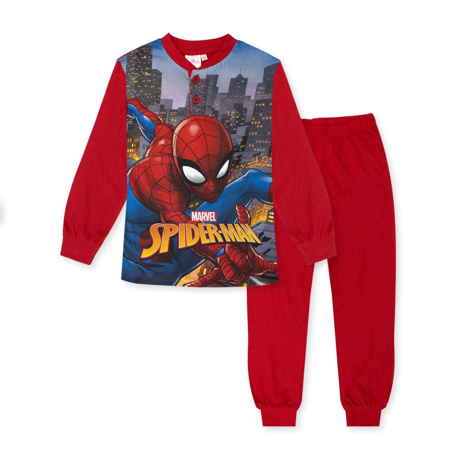 Pigiama Marvel Spiderman per bambino in cotone leggero a maniche lunghe 7075