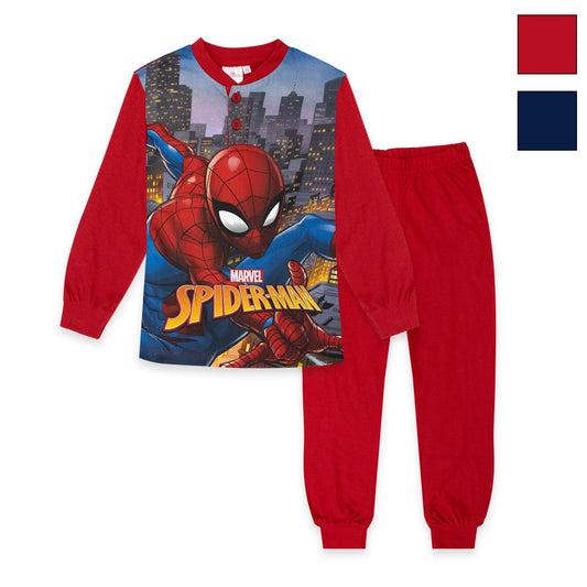 Pigiama Marvel Spiderman per bambino in cotone leggero a maniche lunghe 7075