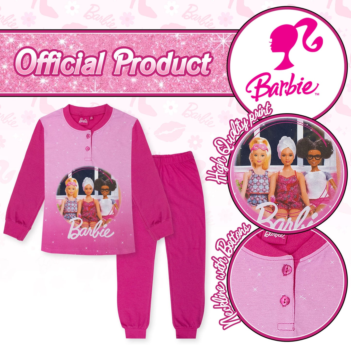 Pigiama per Bambina Barbie in Cotone Leggero a maniche lunghe 7076