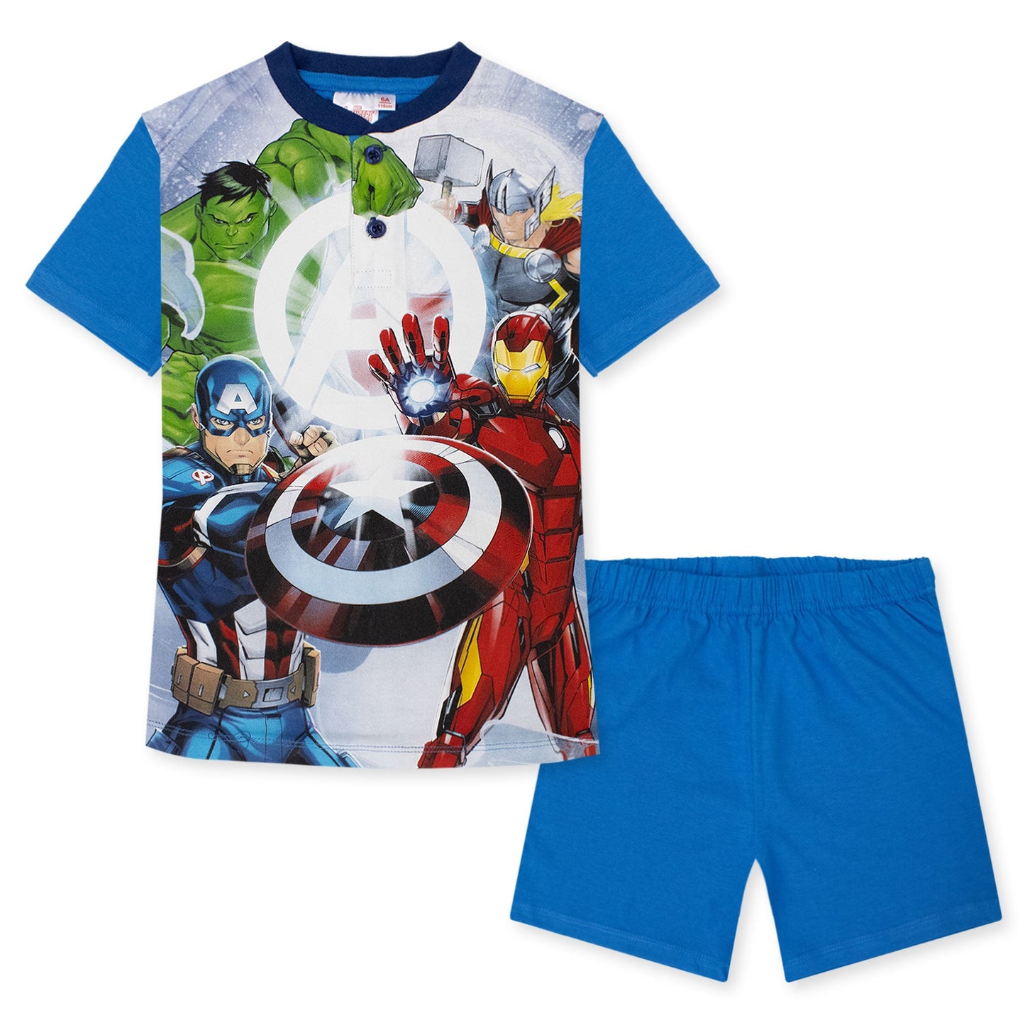 Pigiama Marvel Avengers corto per bambino in cotone leggero a maniche corte 7077