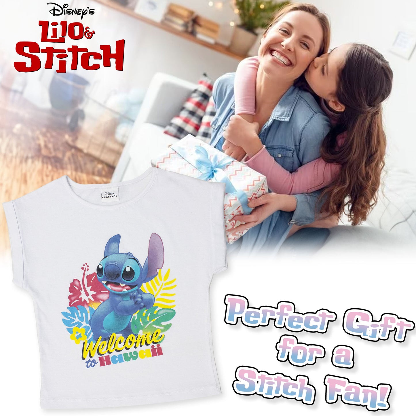 T-shirt Disney Lilo e Stitch bambina maglia maniche corte in cotone 7081