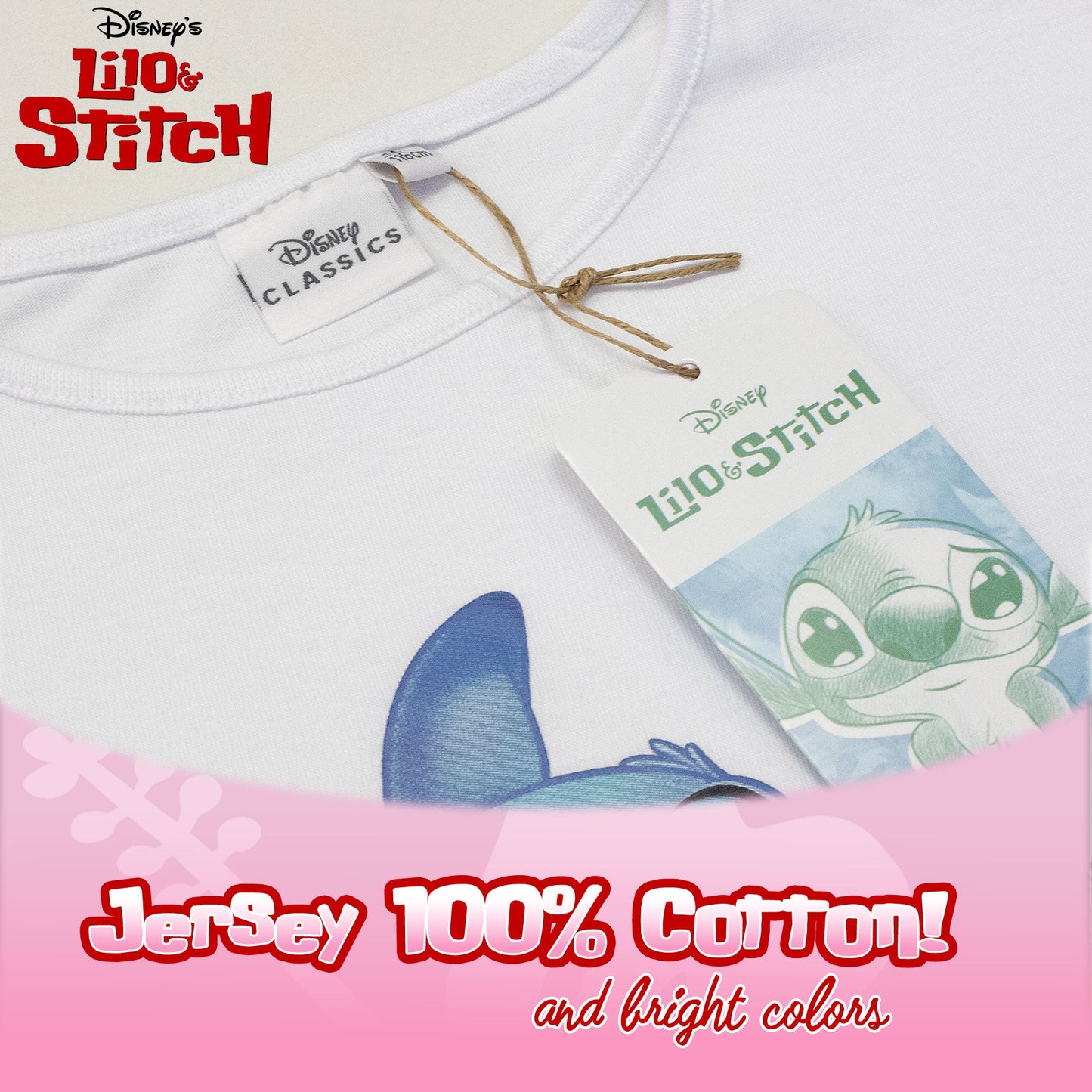 T-shirt Disney Lilo e Stitch bambina maglia maniche corte in cotone 7081