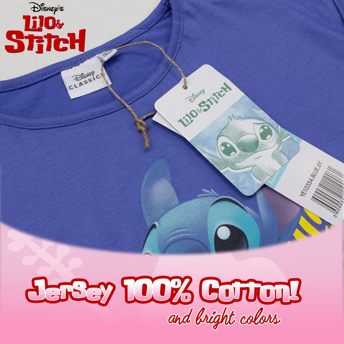 T-shirt Disney Lilo e Stitch bambina maglia maniche corte in cotone 7081