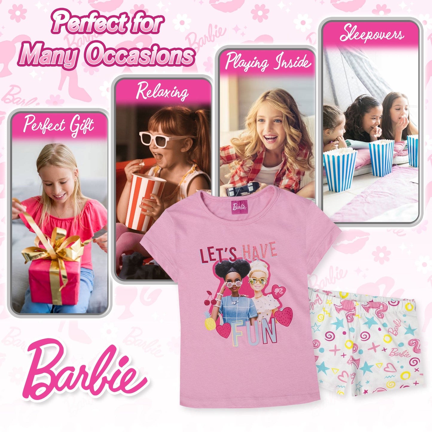 Pigiama per Bambina Barbie estivo in Cotone Leggero corto 7082
