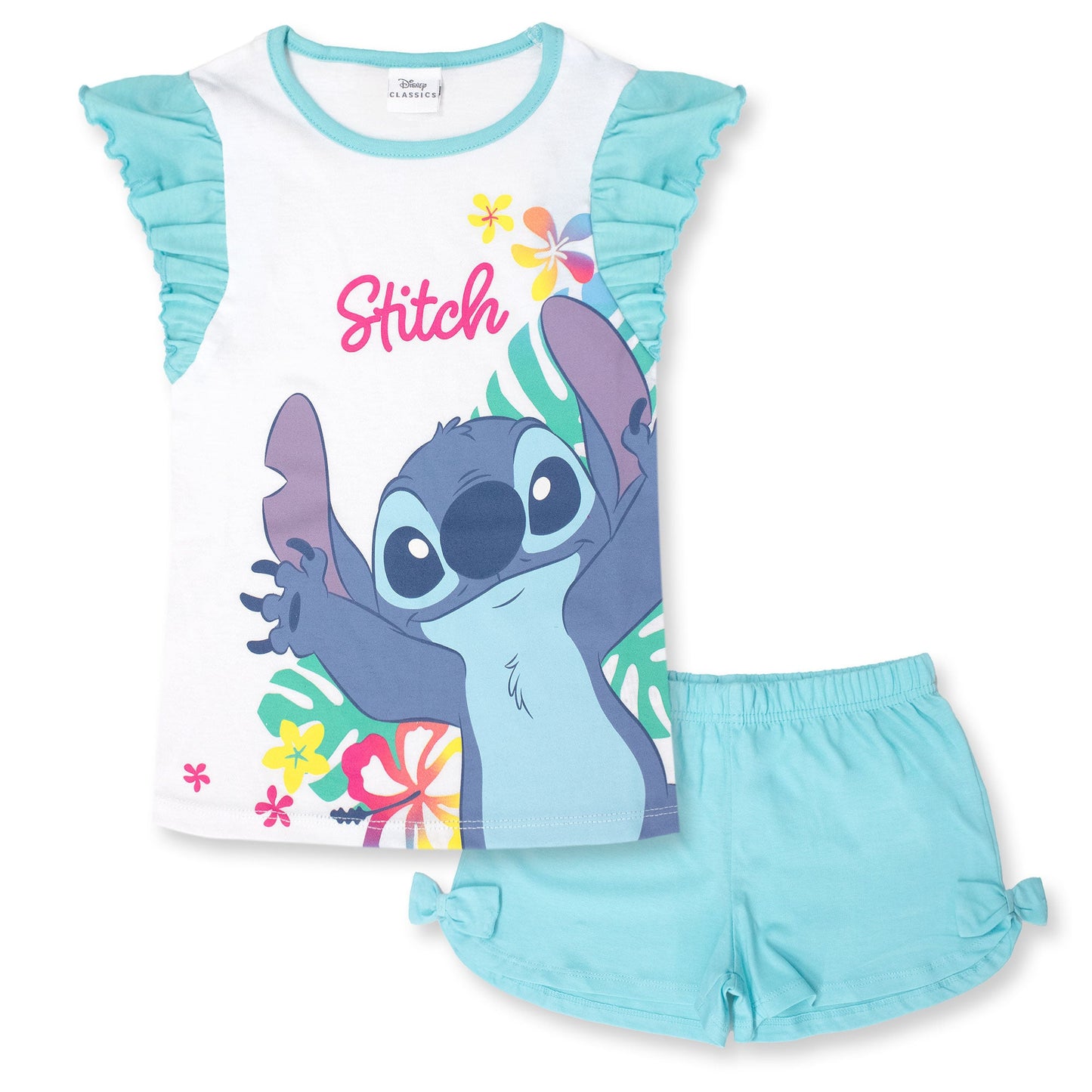 Pigiama Bambina Disney Lilo e Stitch in Cotone Leggero corto con volant 7083