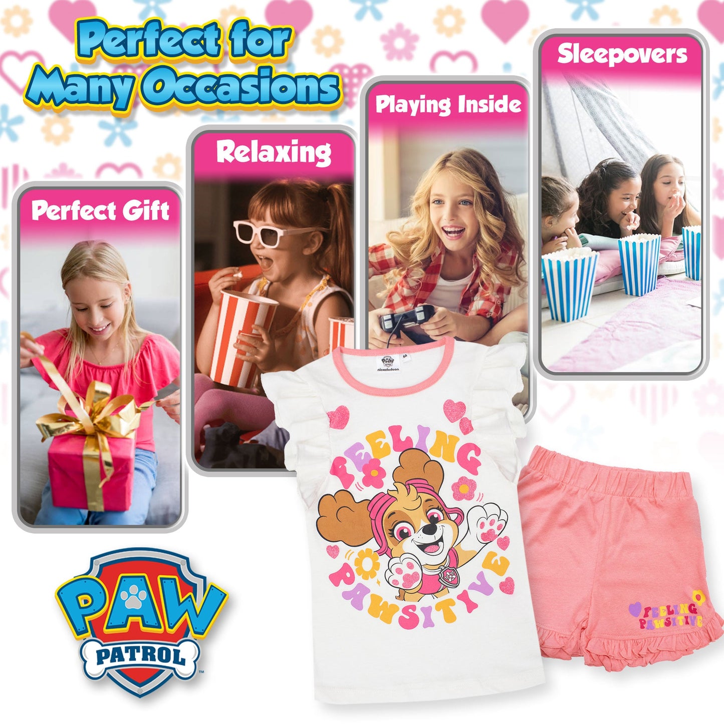 Pigiama Bambina Disney Paw Patrol in Cotone Leggero corto con volant 7084