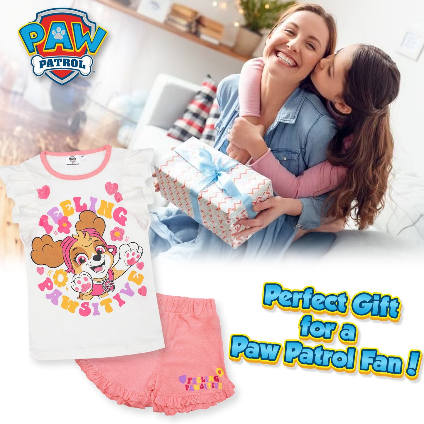 Pigiama Bambina Disney Paw Patrol in Cotone Leggero corto con volant 7084