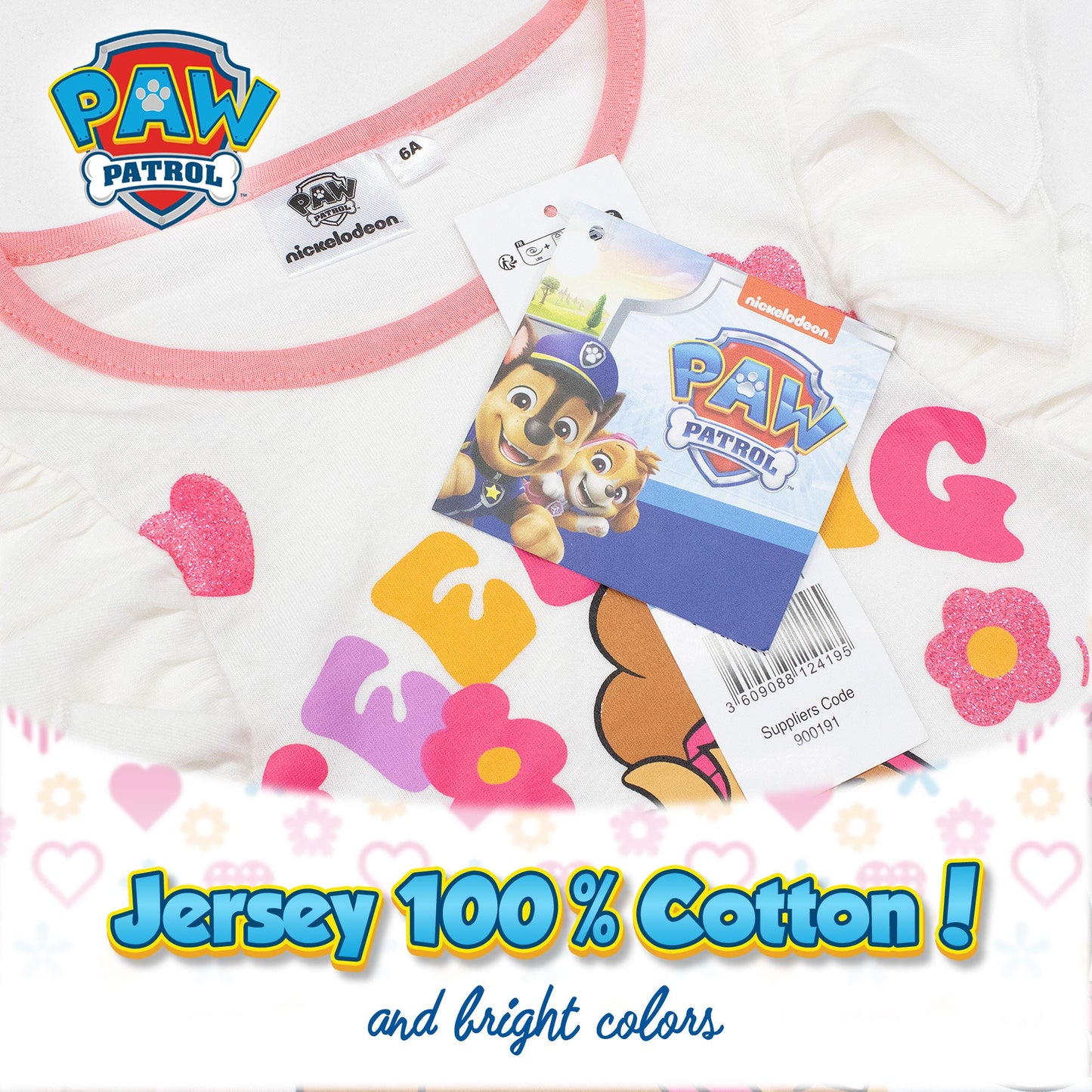 Pigiama Bambina Disney Paw Patrol in Cotone Leggero corto con volant 7084