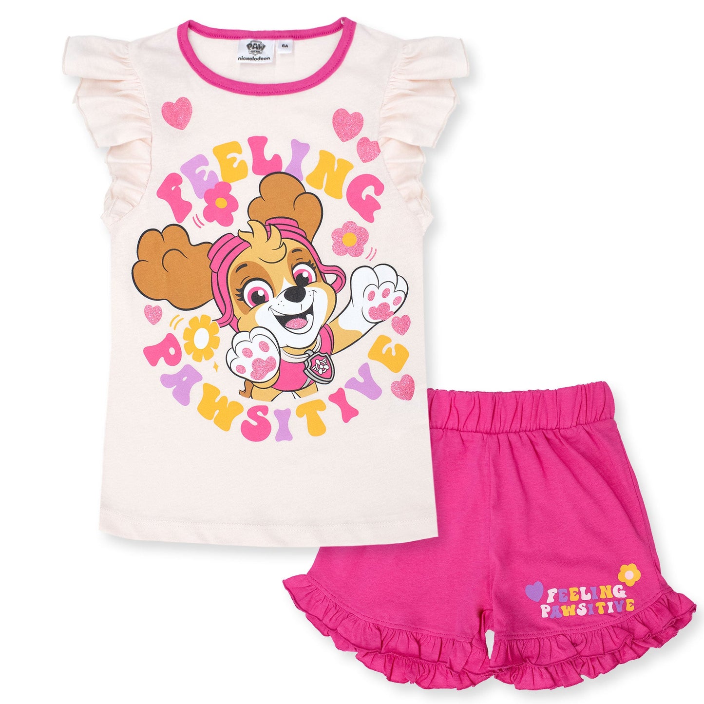 Pigiama Bambina Disney Paw Patrol in Cotone Leggero corto con volant 7084