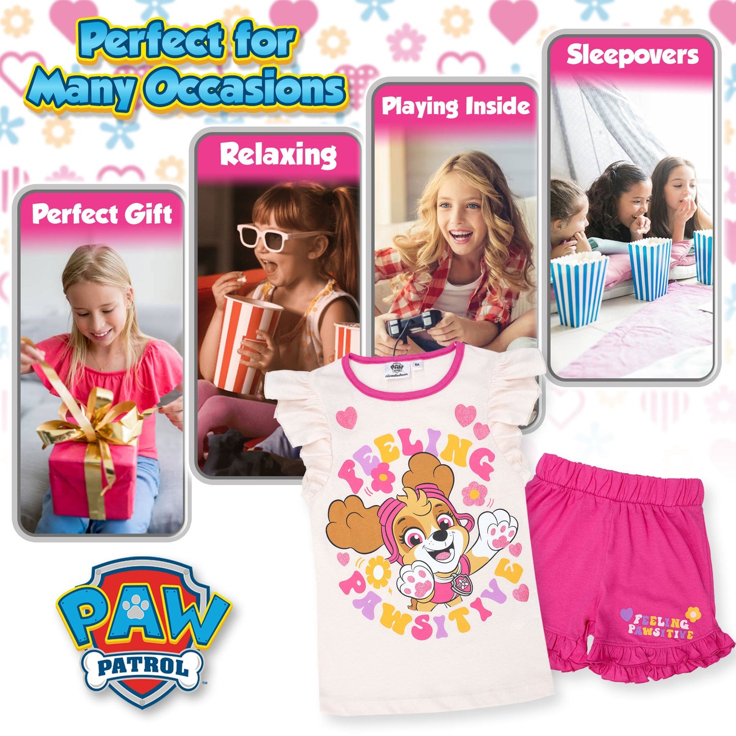 Pigiama Bambina Disney Paw Patrol in Cotone Leggero corto con volant 7084