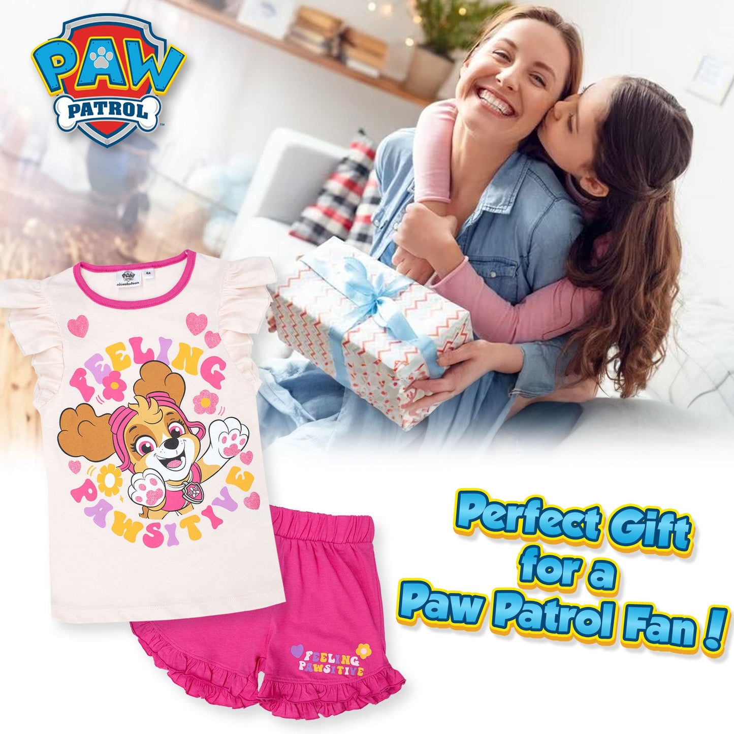 Pigiama Bambina Disney Paw Patrol in Cotone Leggero corto con volant 7084