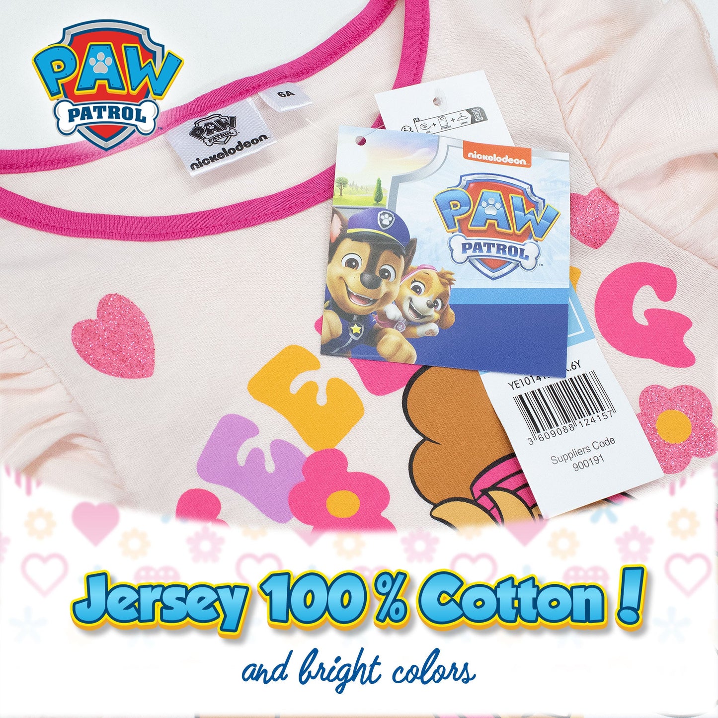 Pigiama Bambina Disney Paw Patrol in Cotone Leggero corto con volant 7084