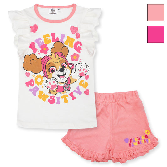 Pigiama Bambina Disney Paw Patrol in Cotone Leggero corto con volant 7084