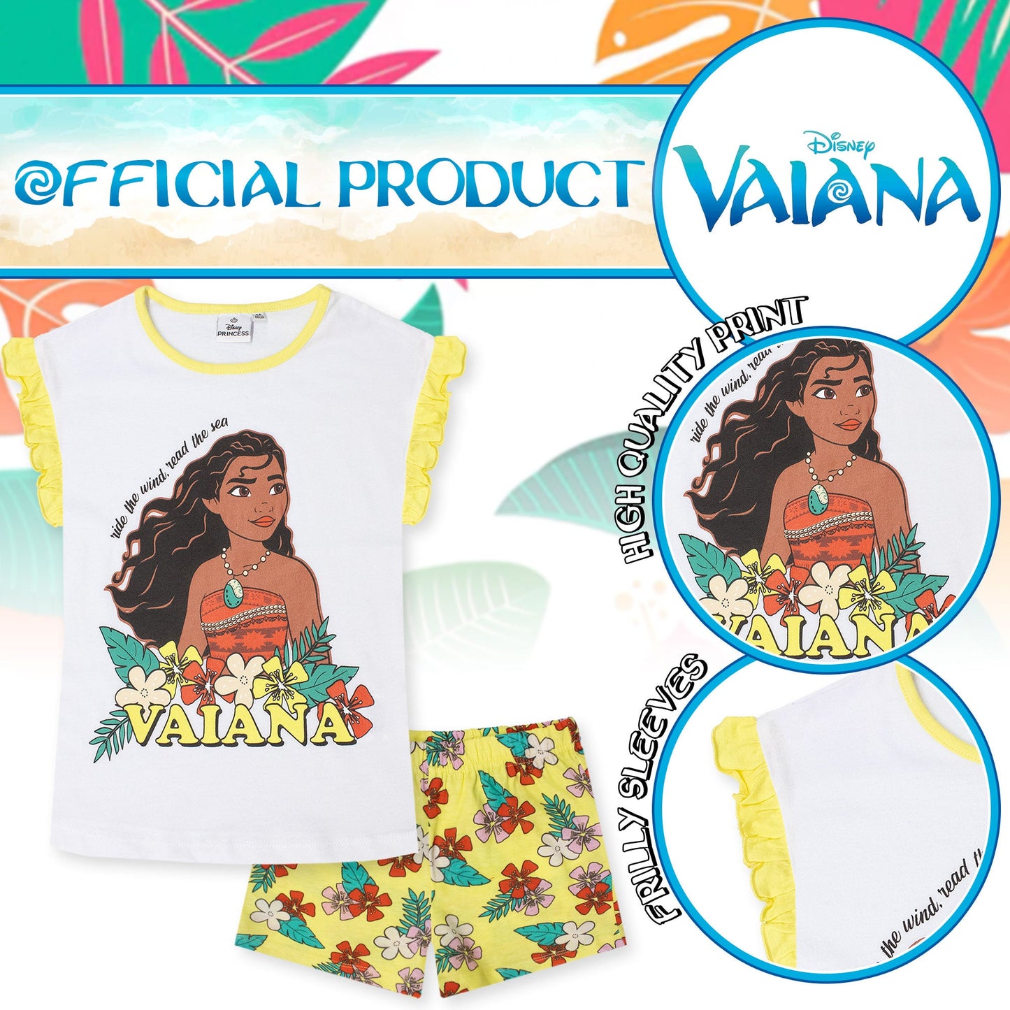 Pigiama Bambina Disney Vaiana Principessa Oceania in Cotone Leggero corto 7085