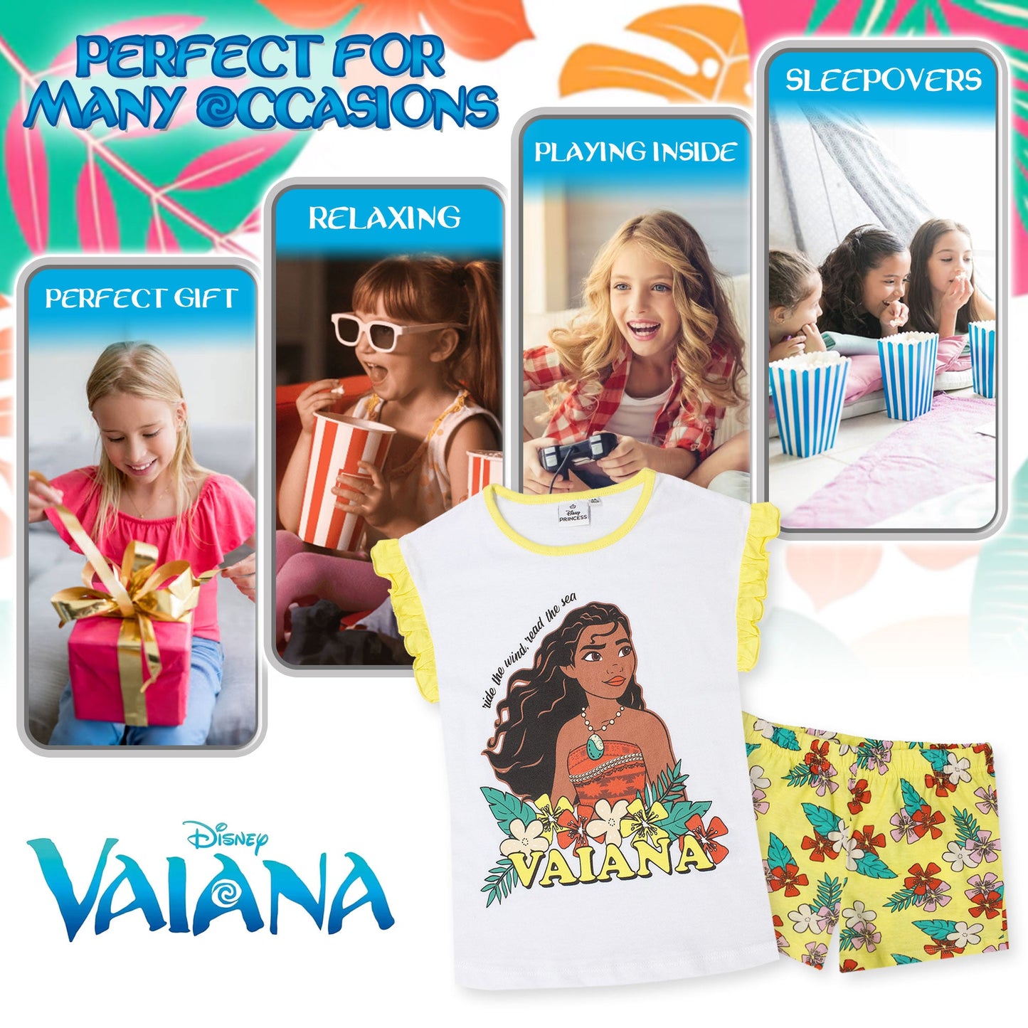 Pigiama Bambina Disney Vaiana Principessa Oceania in Cotone Leggero corto 7085