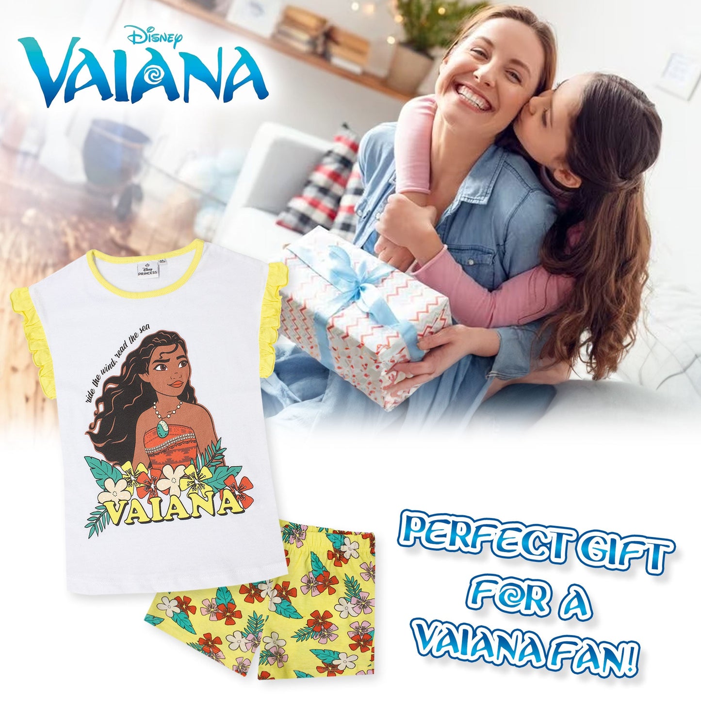 Pigiama Bambina Disney Vaiana Principessa Oceania in Cotone Leggero corto 7085