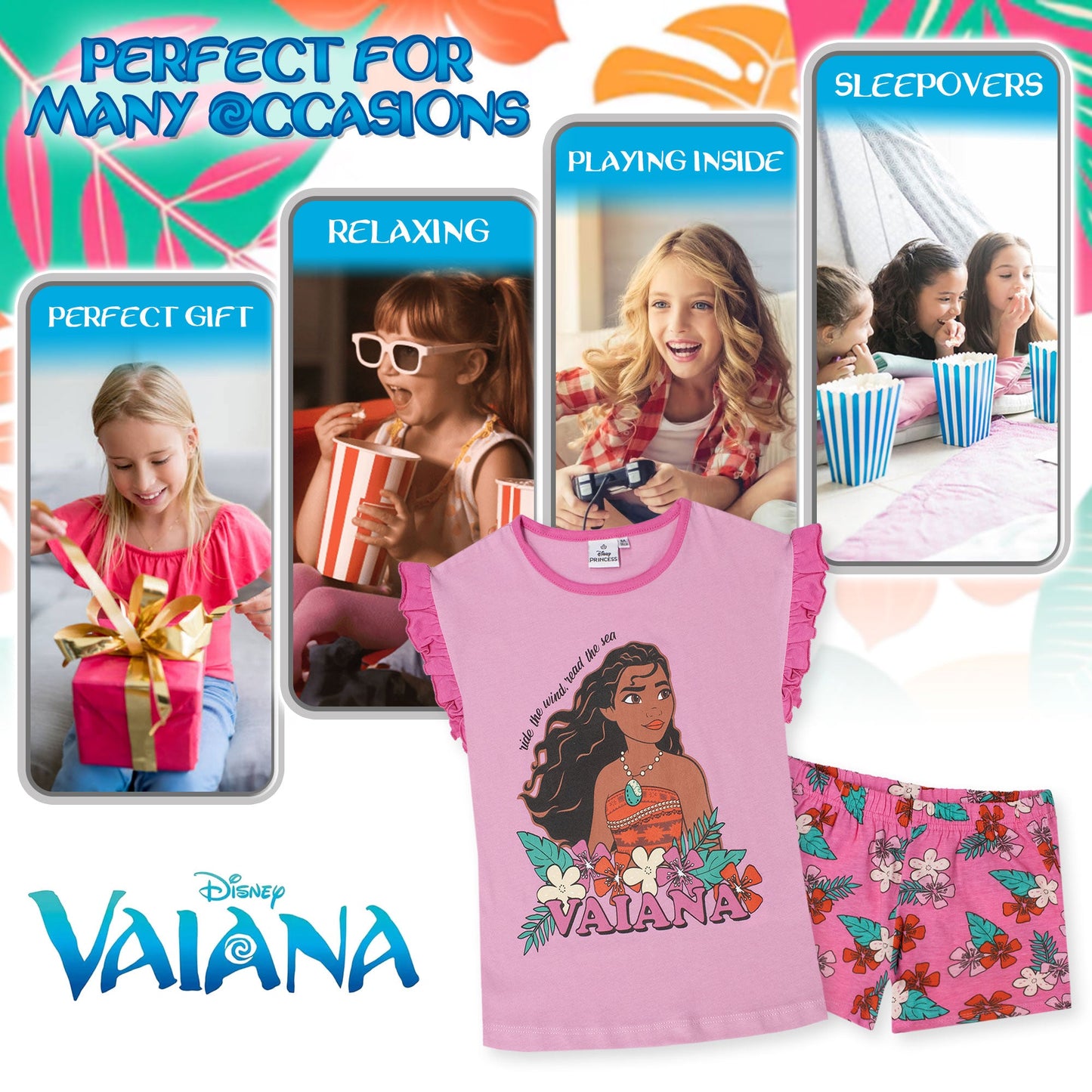 Pigiama Bambina Disney Vaiana Principessa Oceania in Cotone Leggero corto 7085