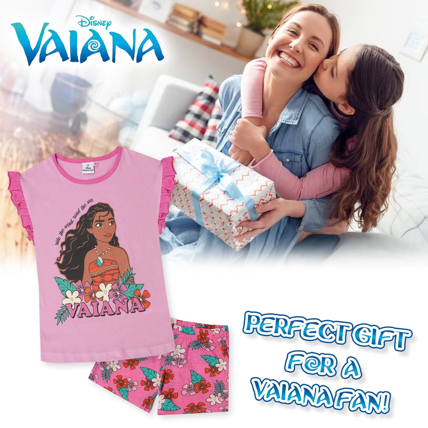 Pigiama Bambina Disney Vaiana Principessa Oceania in Cotone Leggero corto 7085