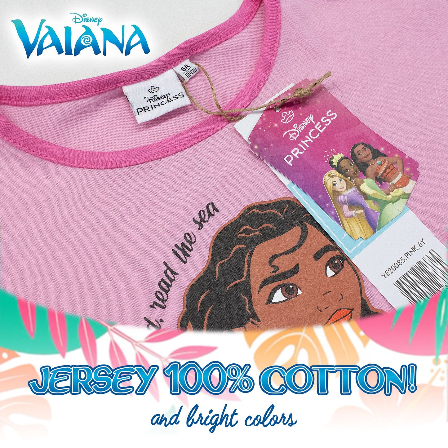 Pigiama Bambina Disney Vaiana Principessa Oceania in Cotone Leggero corto 7085