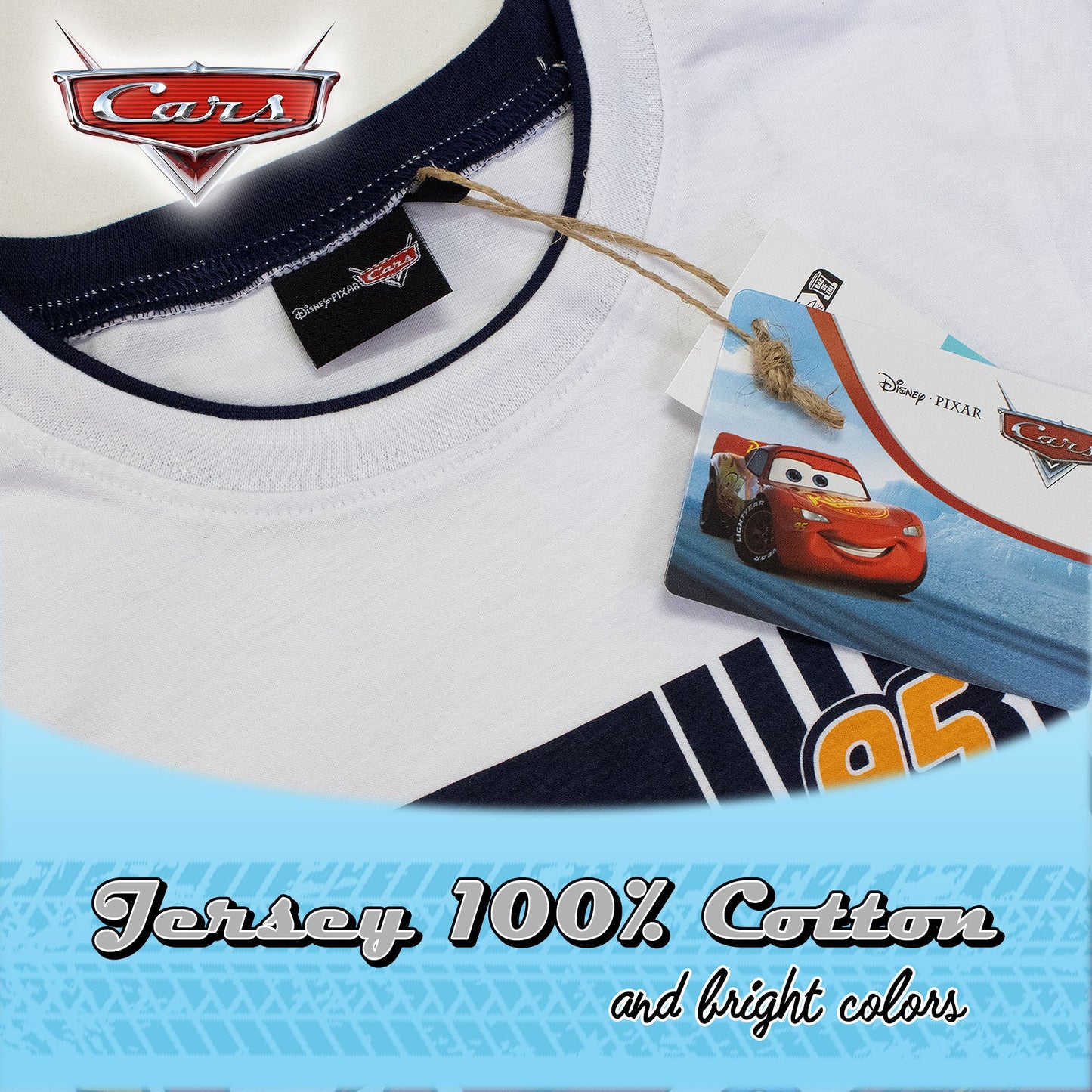 Completo bambino Disney Cars t-shirt e pantalone corto estivo in cotone 7087