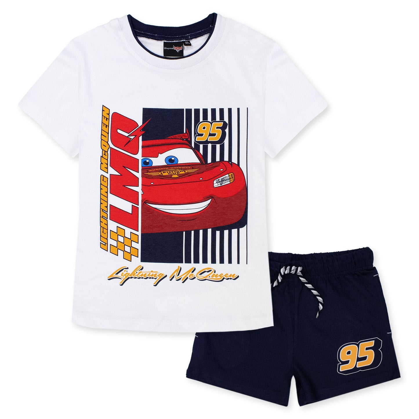 Completo bambino Disney Cars t-shirt e pantalone corto estivo in cotone 7087