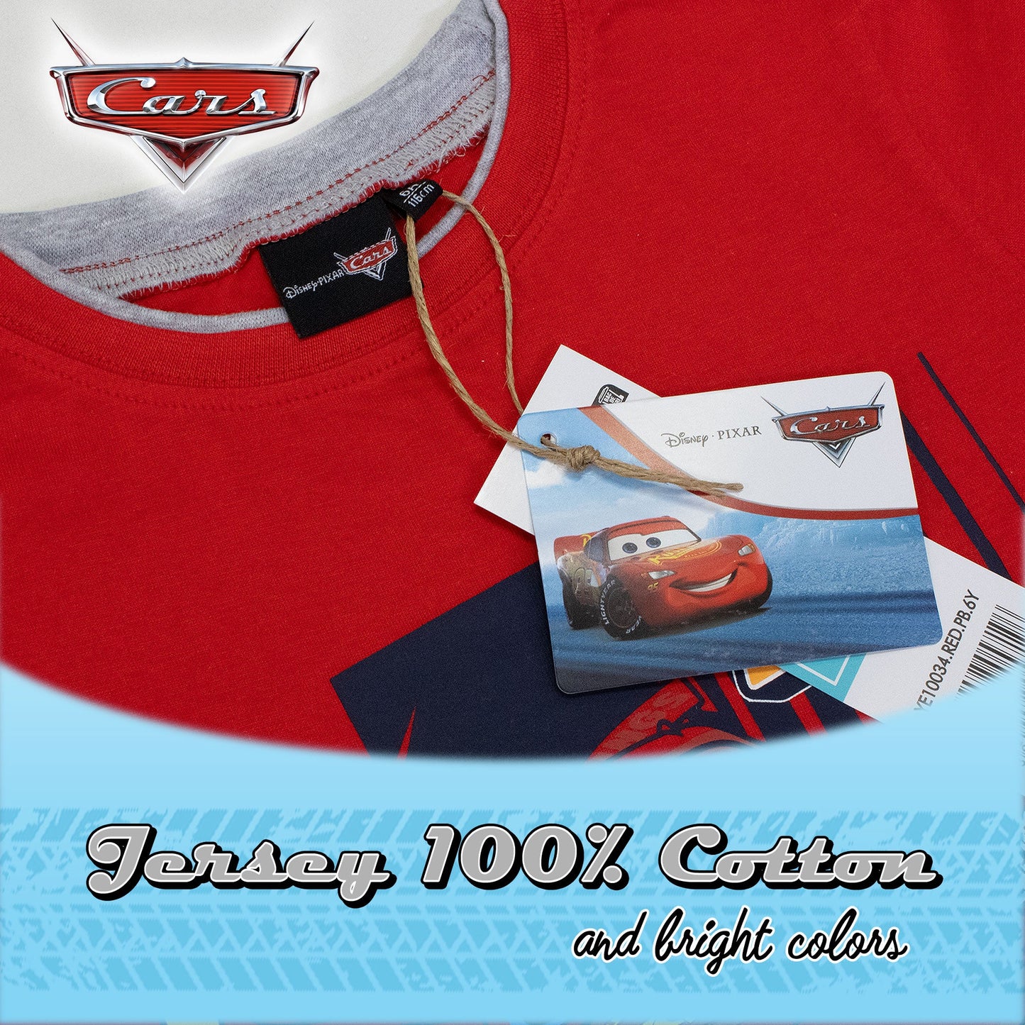 Completo bambino Disney Cars t-shirt e pantalone corto estivo in cotone 7087