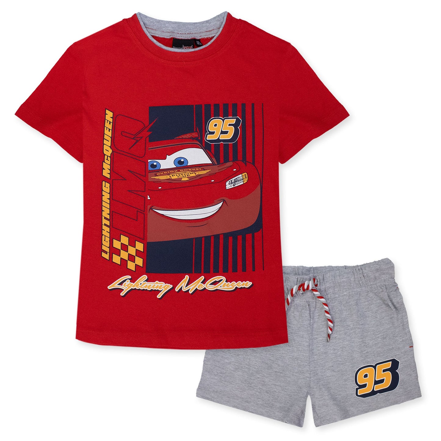 Completo bambino Disney Cars t-shirt e pantalone corto estivo in cotone 7087