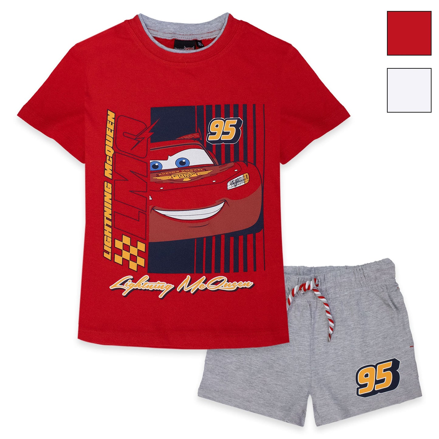 Completo bambino Disney Cars t-shirt e pantalone corto estivo in cotone 7087