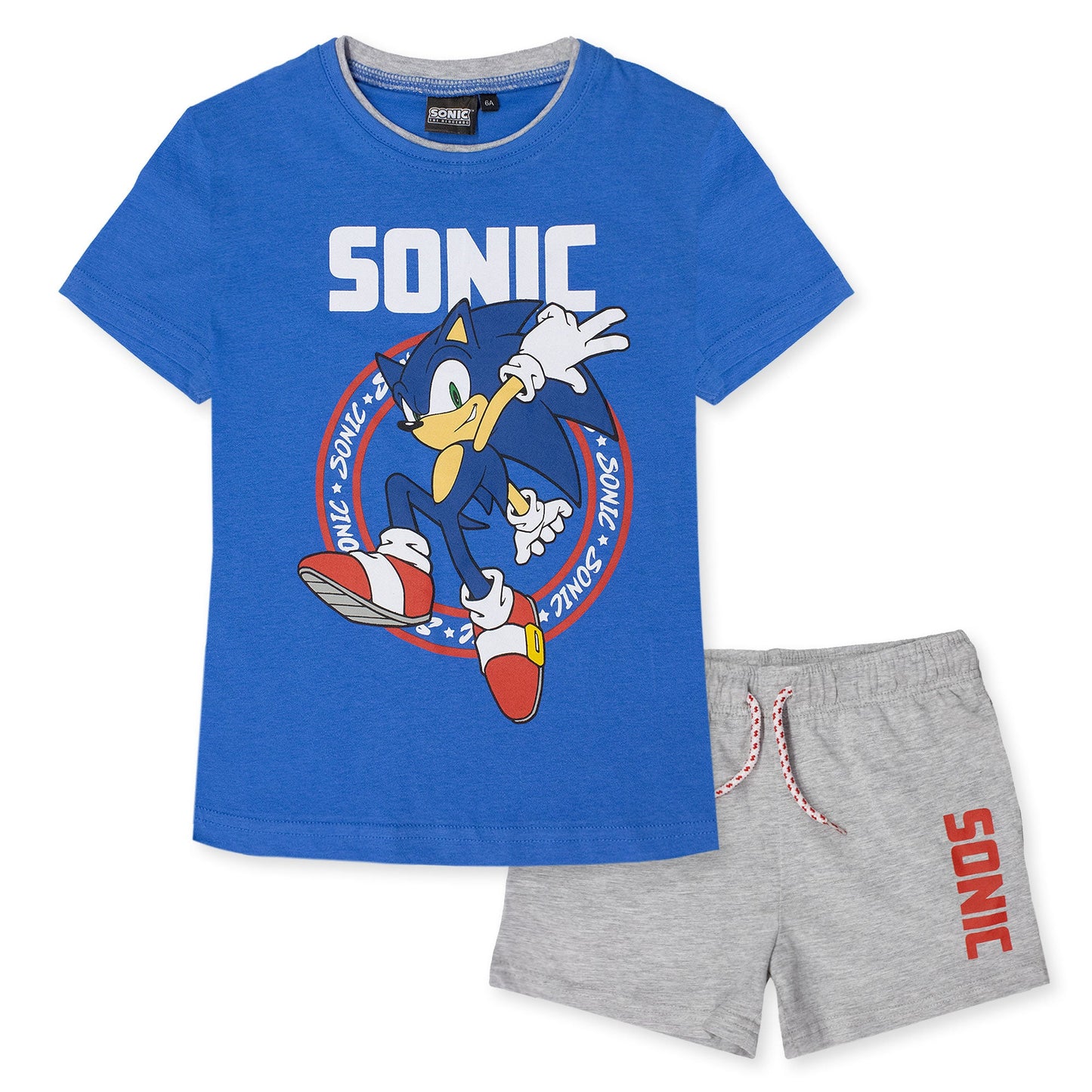 Completo bambino Sega Sonic The Hedgehog t-shirt e pantaloncino estivo cotone 7088