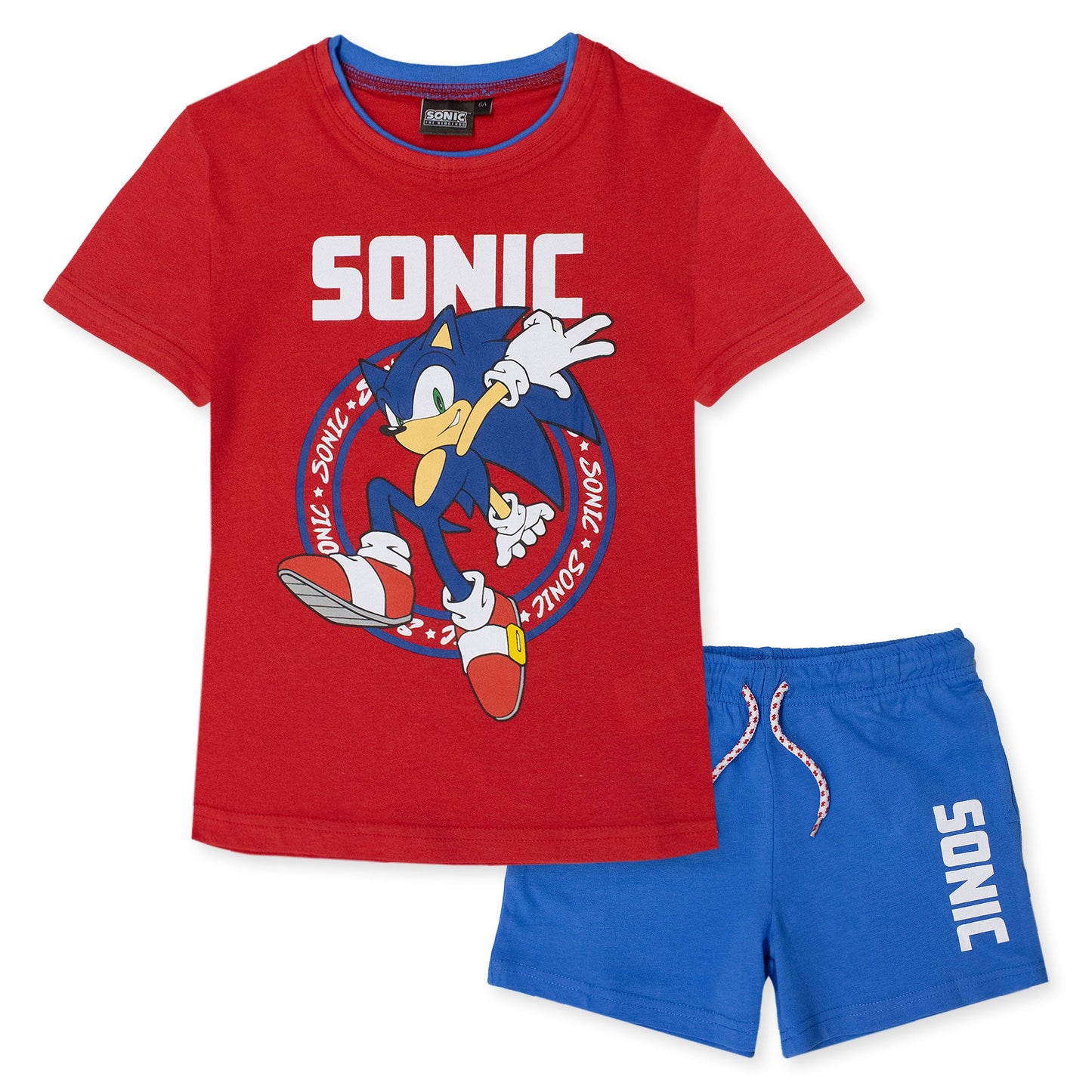Completo bambino Sega Sonic The Hedgehog t-shirt e pantaloncino estivo cotone 7088