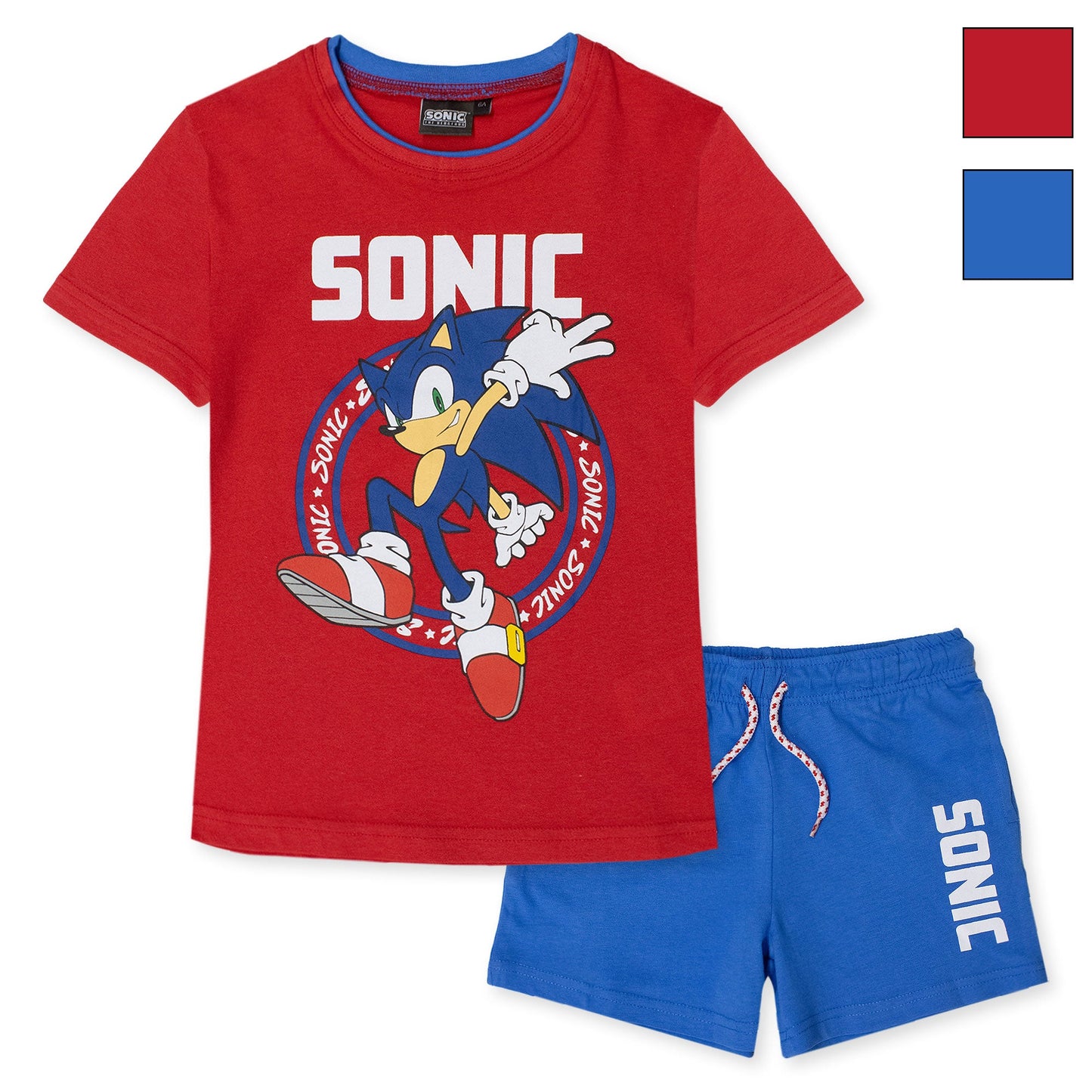 Completo bambino Sega Sonic The Hedgehog t-shirt e pantaloncino estivo cotone 7088