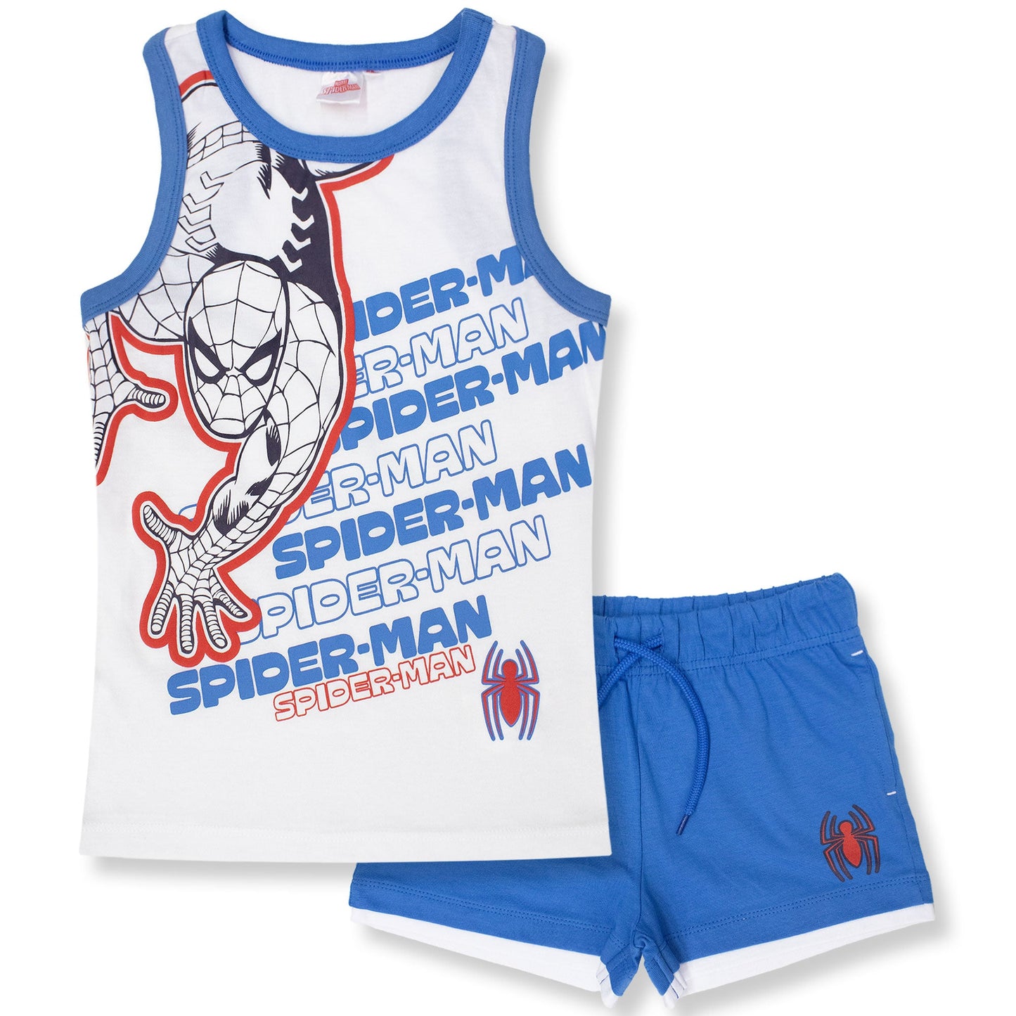 Completo bambino Marvel Spiderman canotta e pantaloncino estivo in cotone 7089