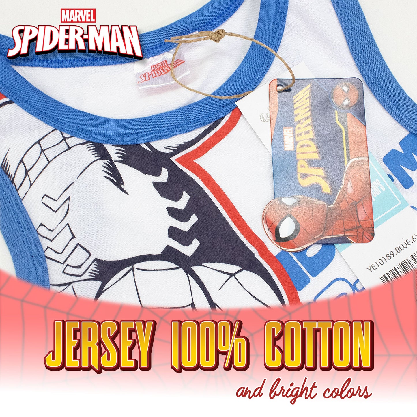 Completo bambino Marvel Spiderman canotta e pantaloncino estivo in cotone 7089