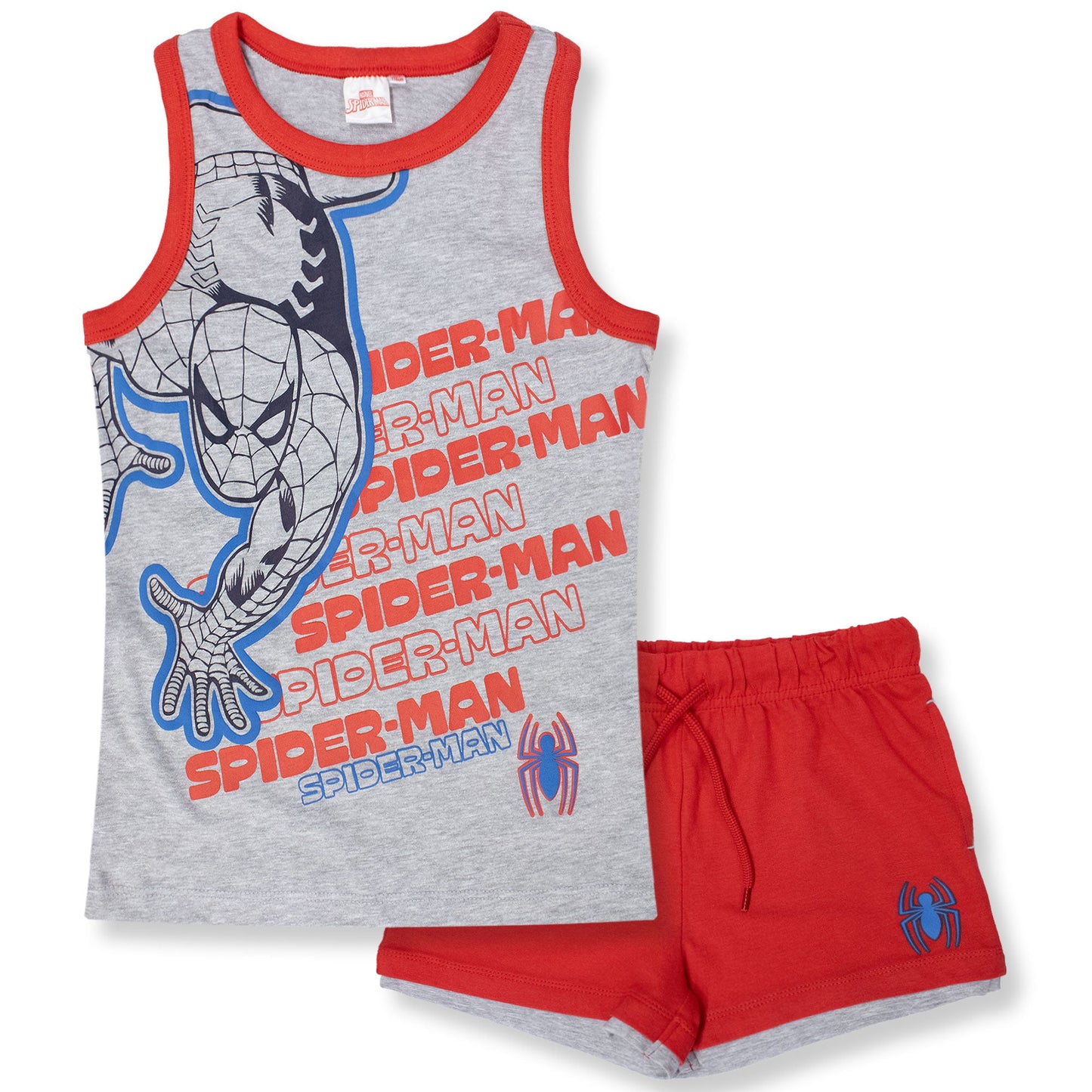 Completo bambino Marvel Spiderman canotta e pantaloncino estivo in cotone 7089