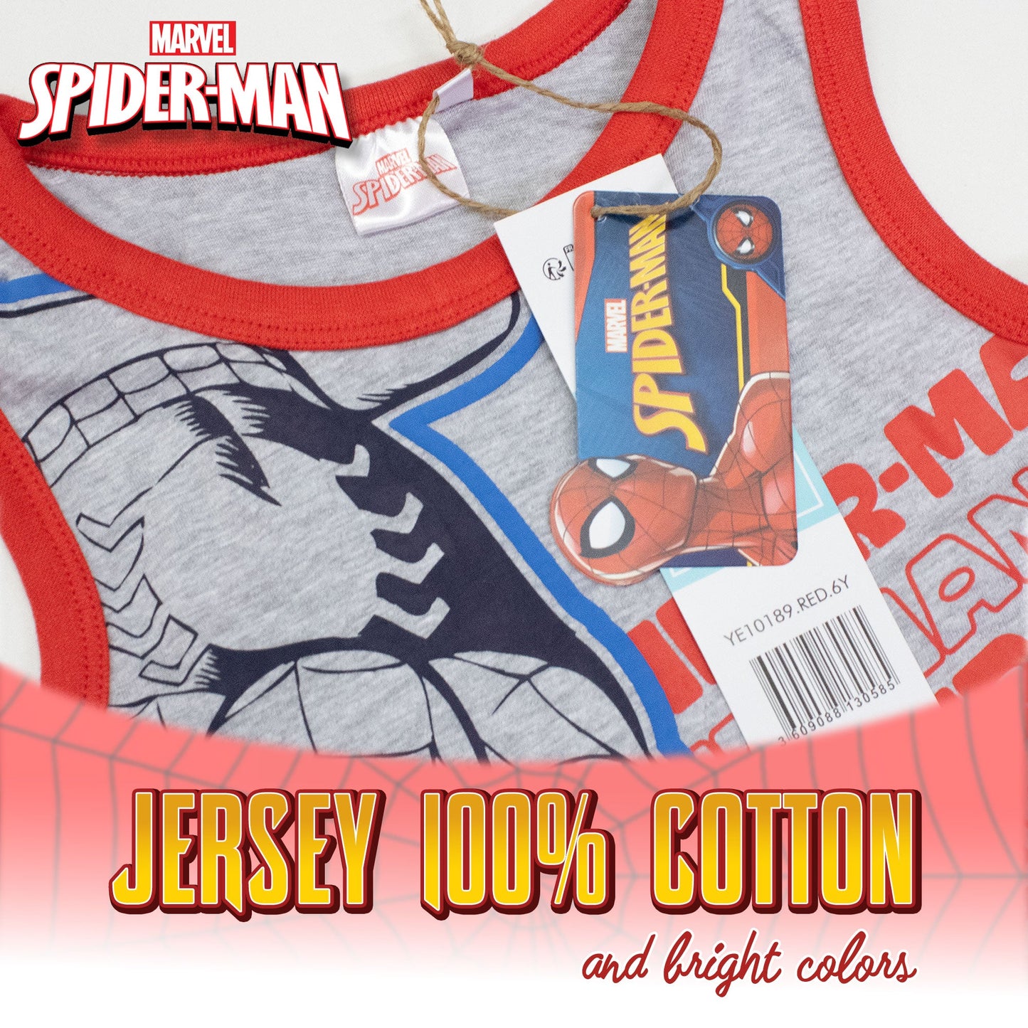 Completo bambino Marvel Spiderman canotta e pantaloncino estivo in cotone 7089