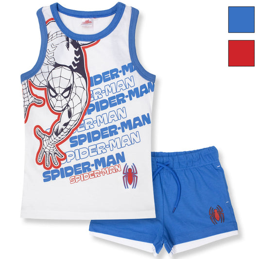 Completo bambino Marvel Spiderman canotta e pantaloncino estivo in cotone 7089