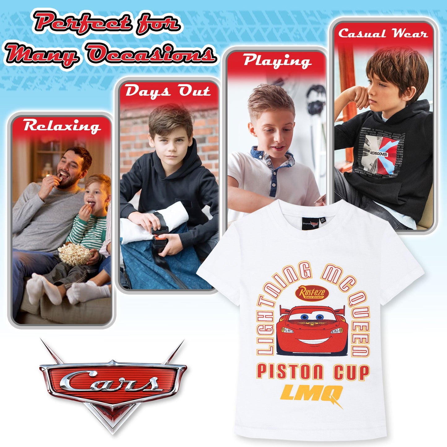 T-shirt Disney Cars maglia bambino mezze maniche in cotone 7090