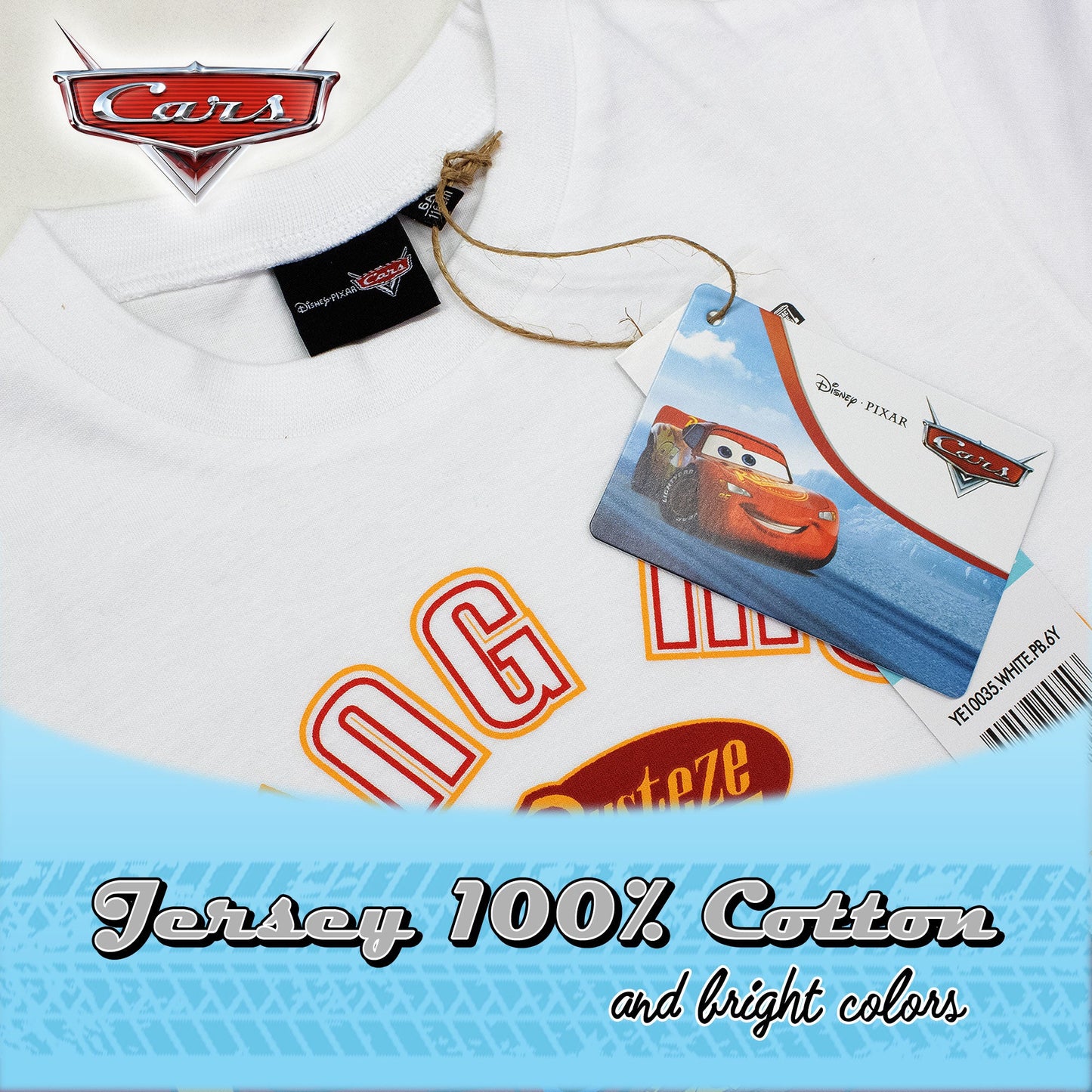 T-shirt Disney Cars maglia bambino mezze maniche in cotone 7090