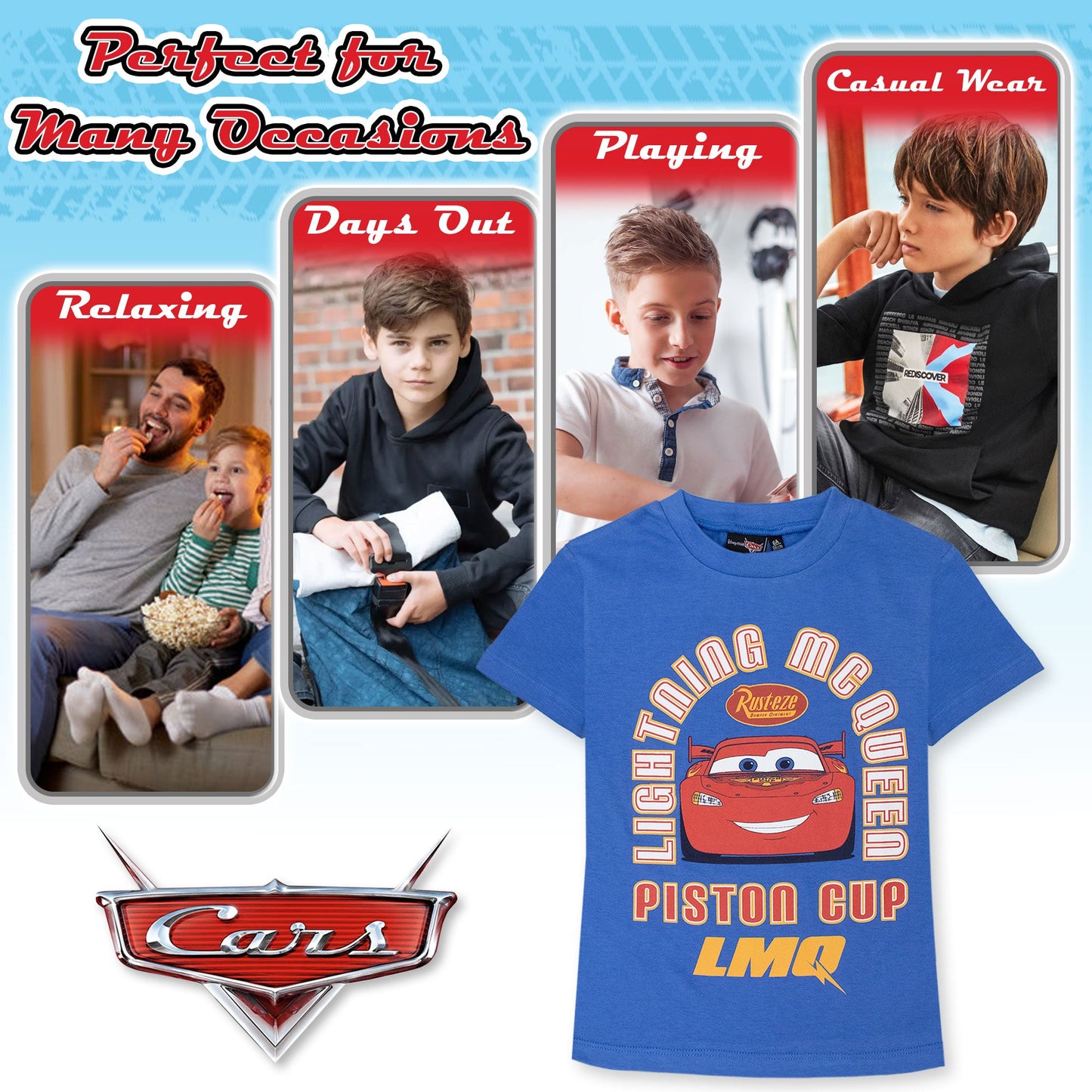 T-shirt Disney Cars maglia bambino mezze maniche in cotone 7090