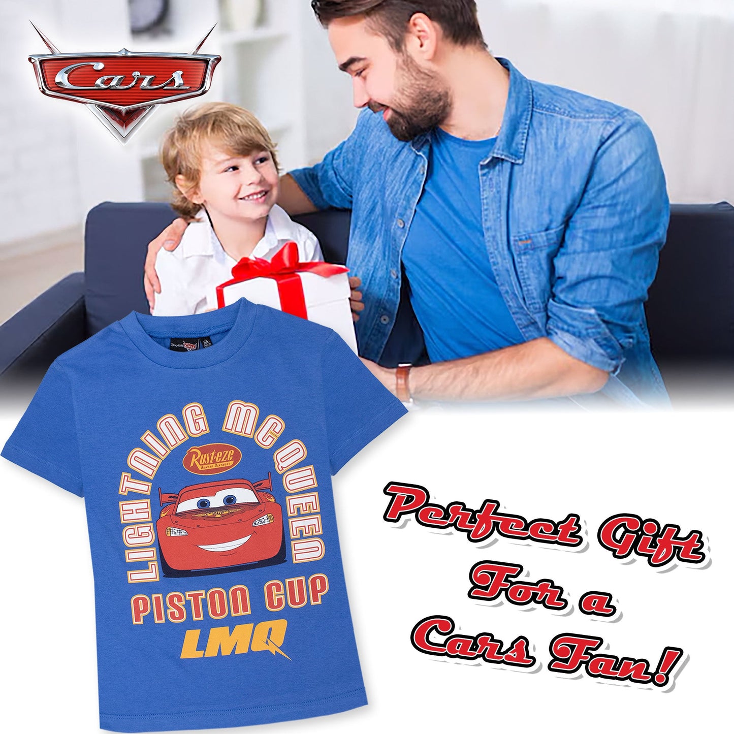 T-shirt Disney Cars maglia bambino mezze maniche in cotone 7090