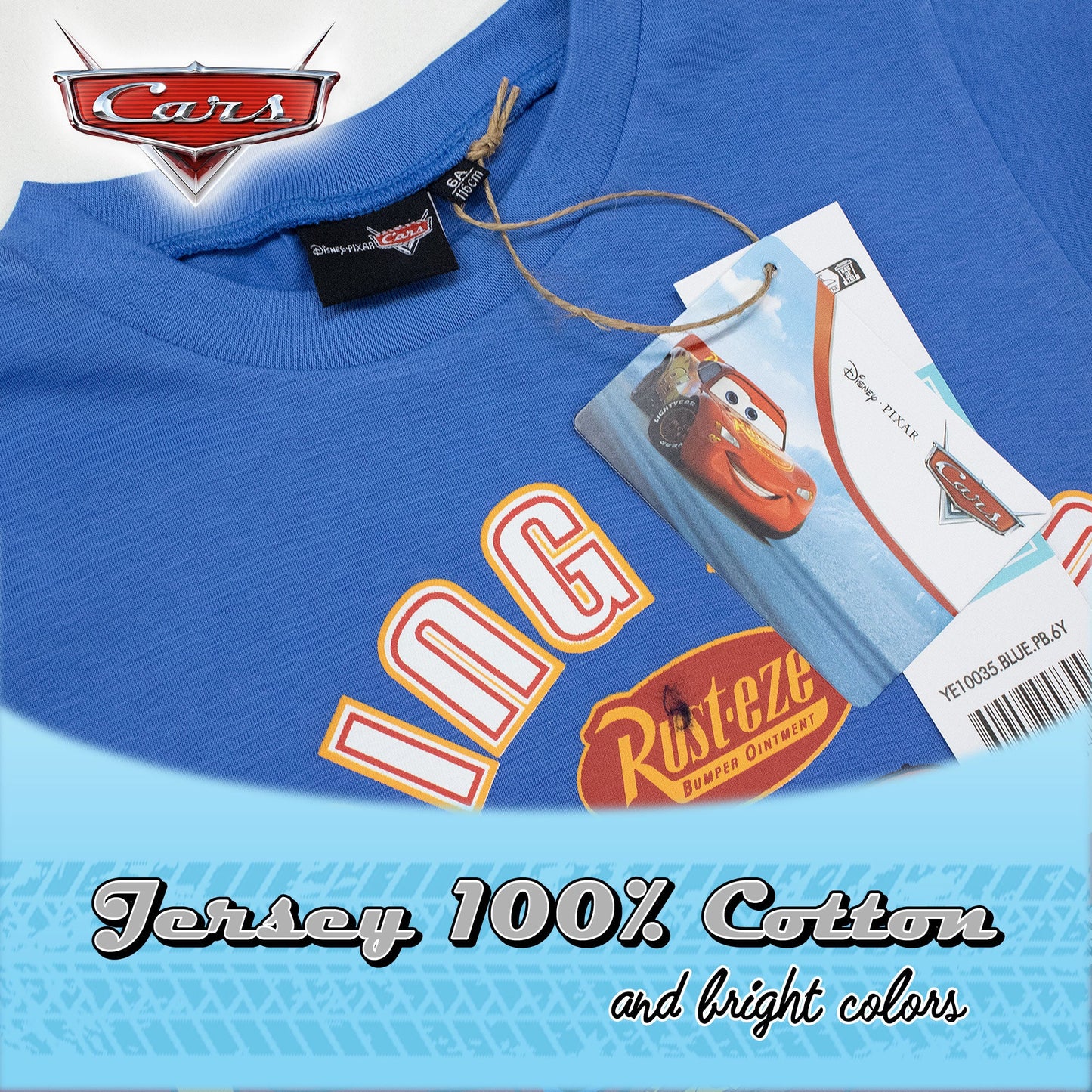 T-shirt Disney Cars maglia bambino mezze maniche in cotone 7090