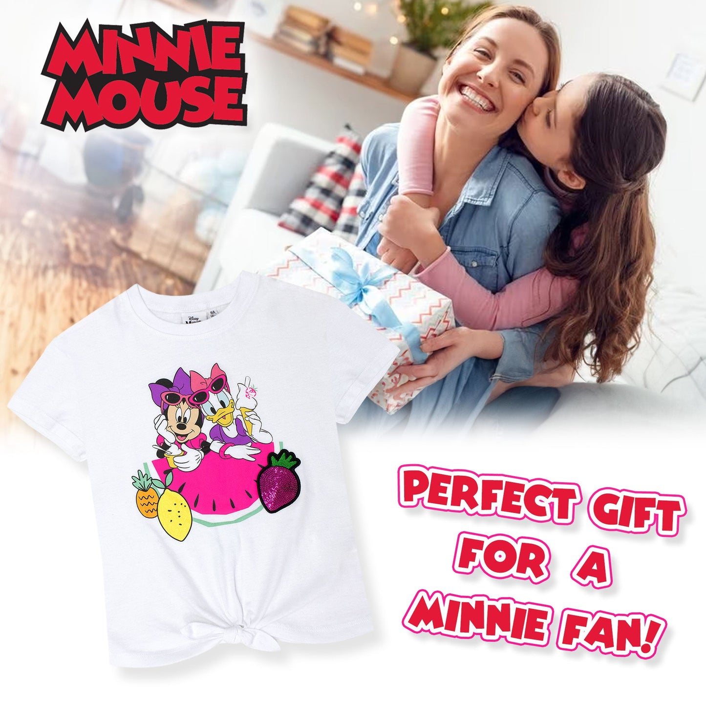 T-shirt Disney Minnie Mouse e Paperina bambina maglia maniche corte cotone 7091