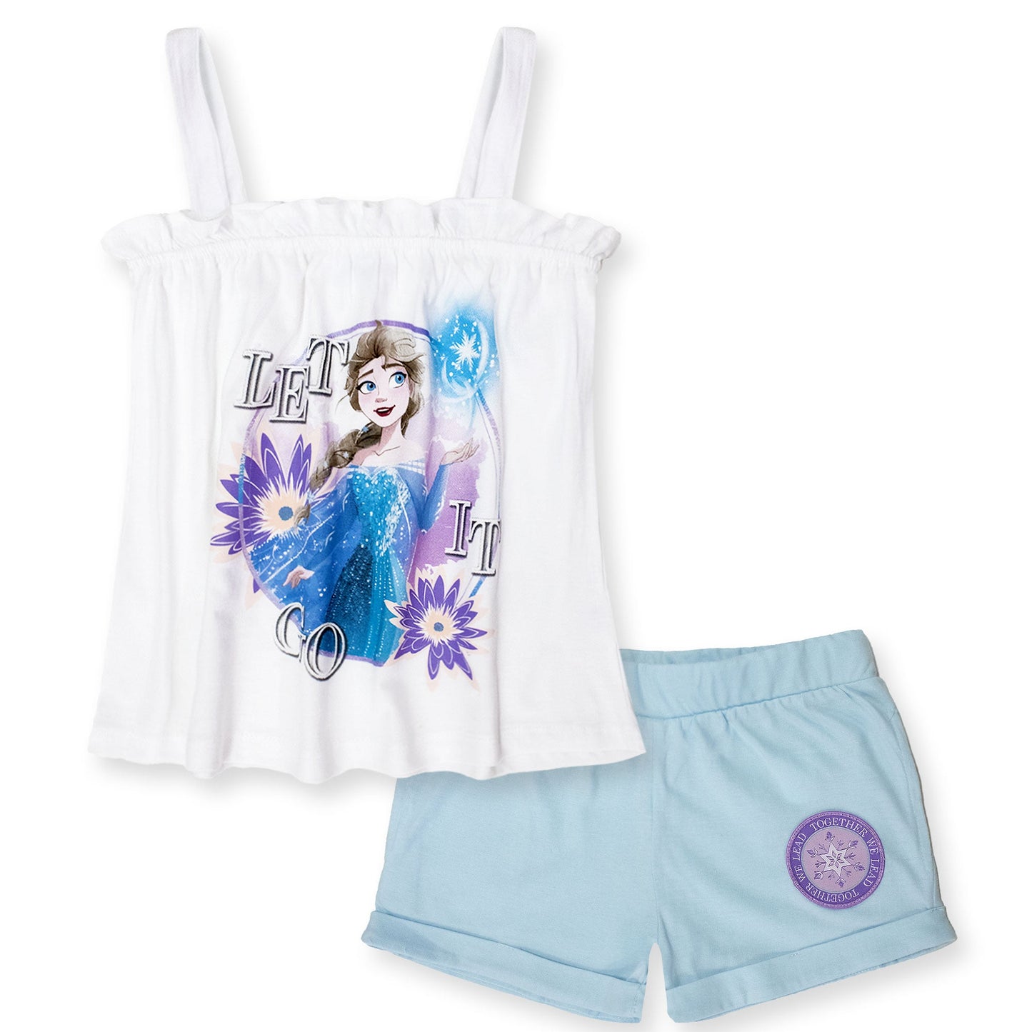 Completo bambina Disney Frozen Elsa estivo maglia e short in cotone 7093