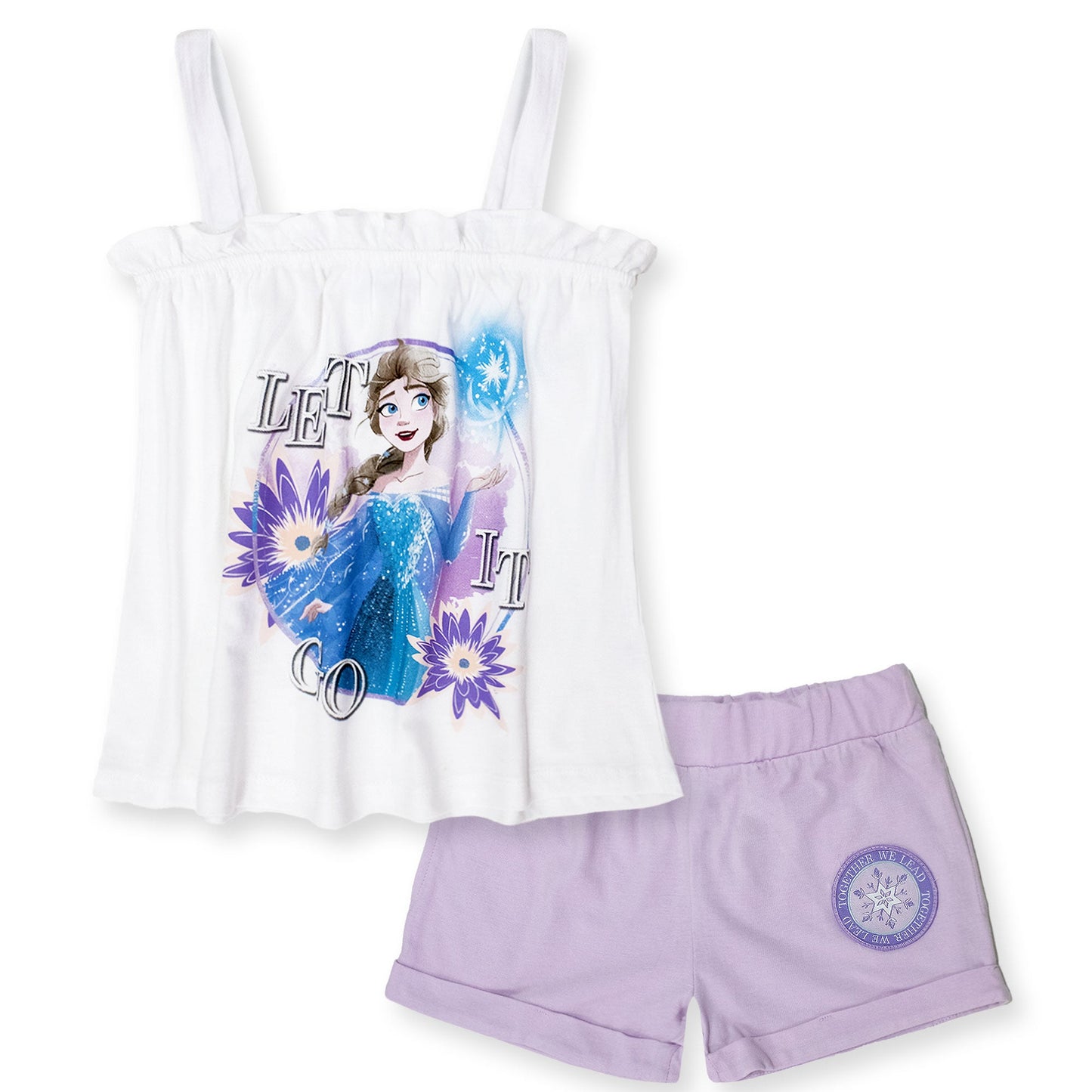 Completo bambina Disney Frozen Elsa estivo maglia e short in cotone 7093