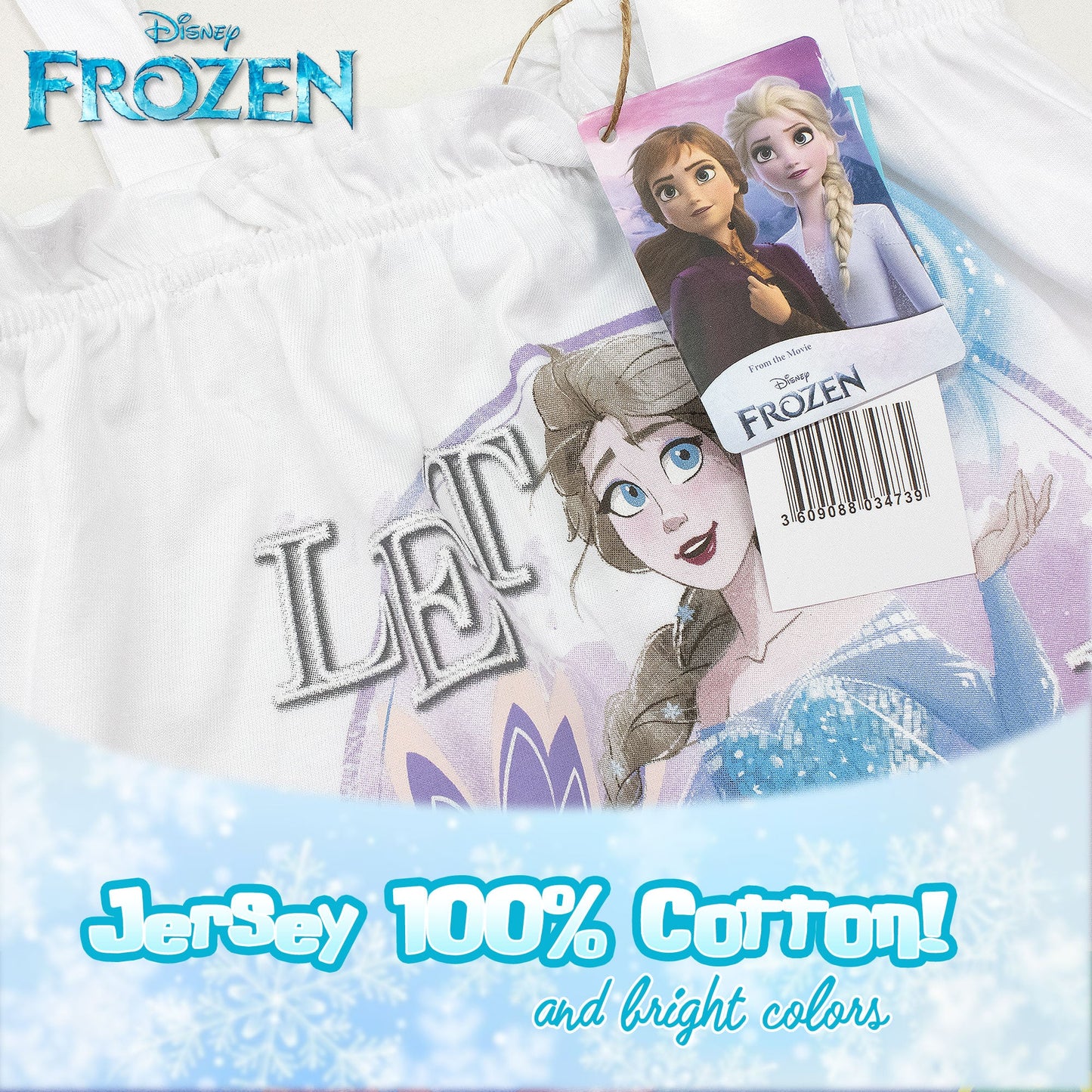 Completo bambina Disney Frozen Elsa estivo maglia e short in cotone 7093