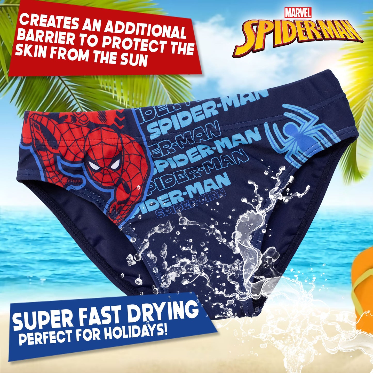 Costume da bagno Marvel Spiderman per bambino mutandina slip mare bimbo 7094