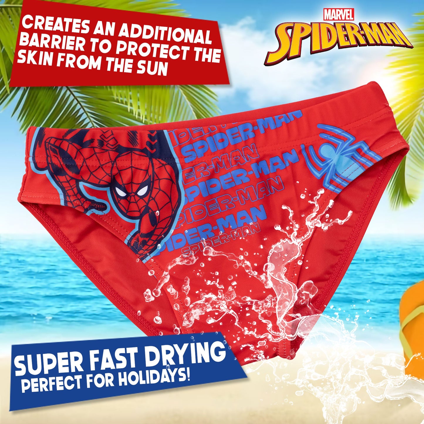 Costume da bagno Marvel Spiderman per bambino mutandina slip mare bimbo 7094