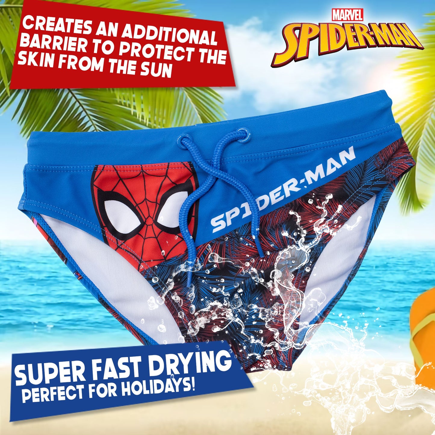 Costume da bagno Marvel Spiderman per bambino mutandina slip mare bimbo 7095